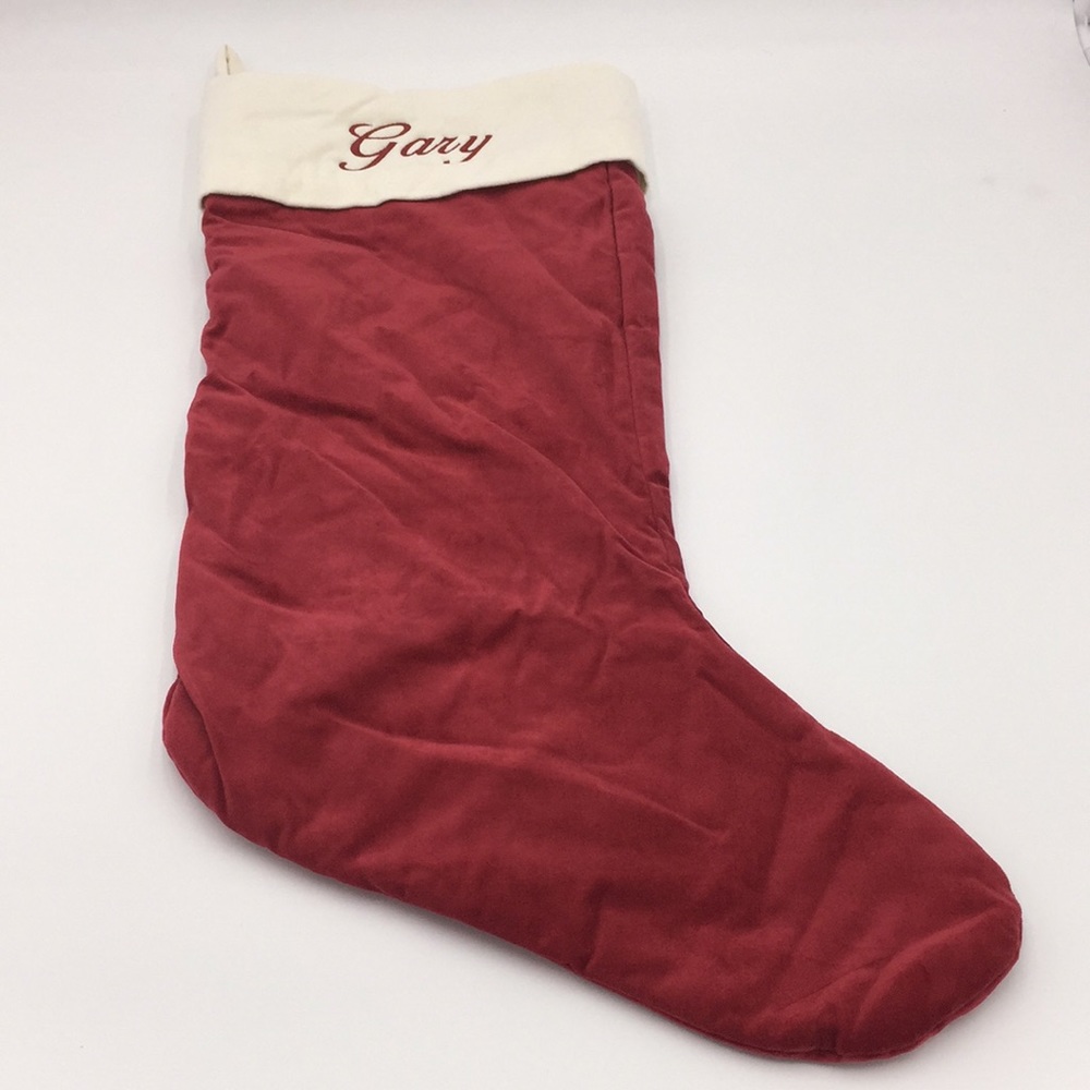 Pottery Barn Velvet Christmas Stocking Xmas “Gary”